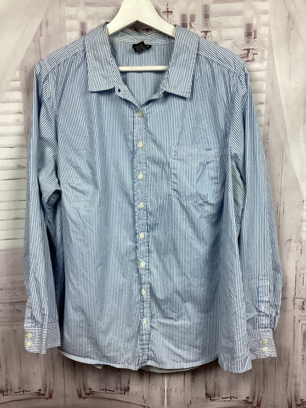 Torrid Striped Long Sleeve Blouse Blue White 2x